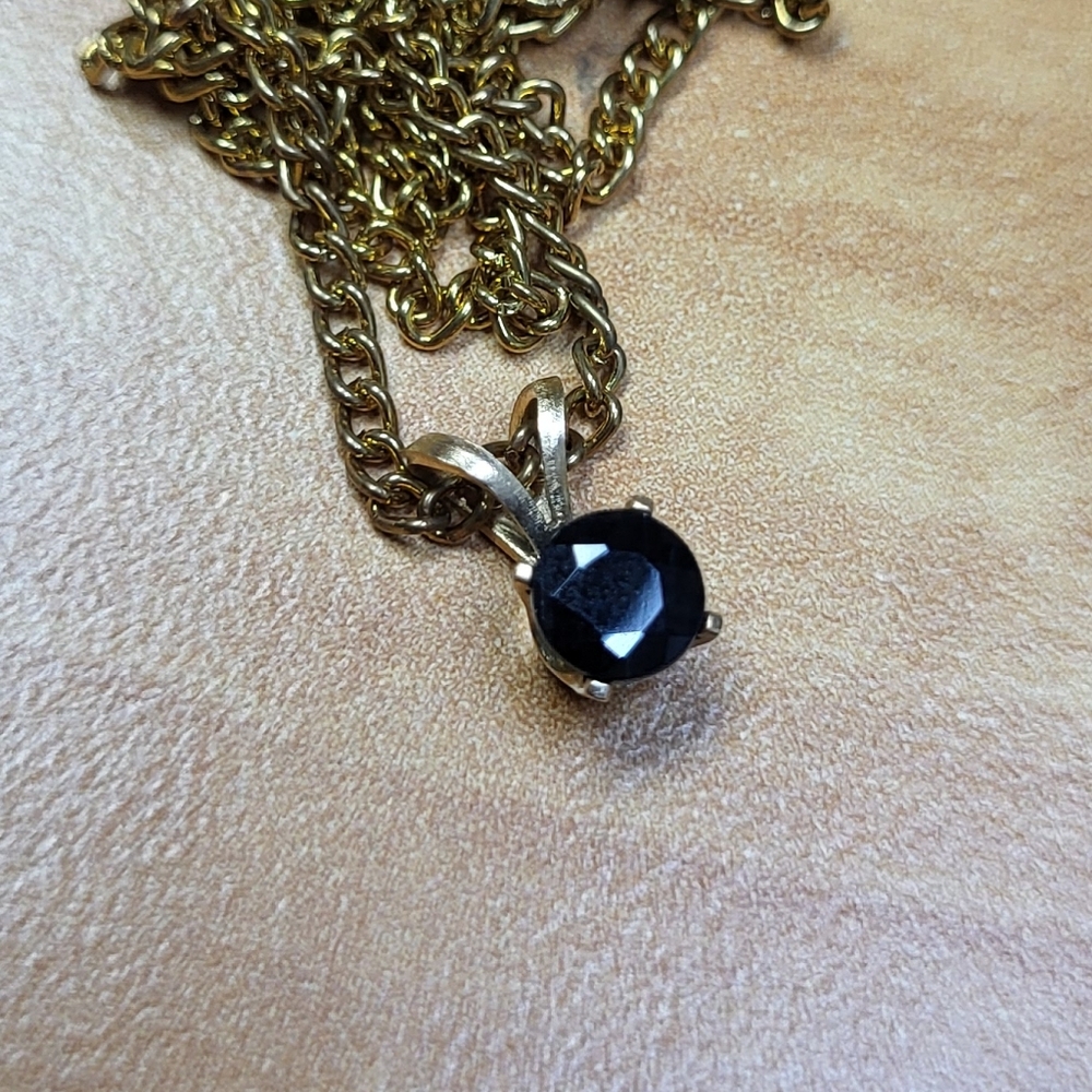 Elegant Gold Color Necklace with Black Pendant